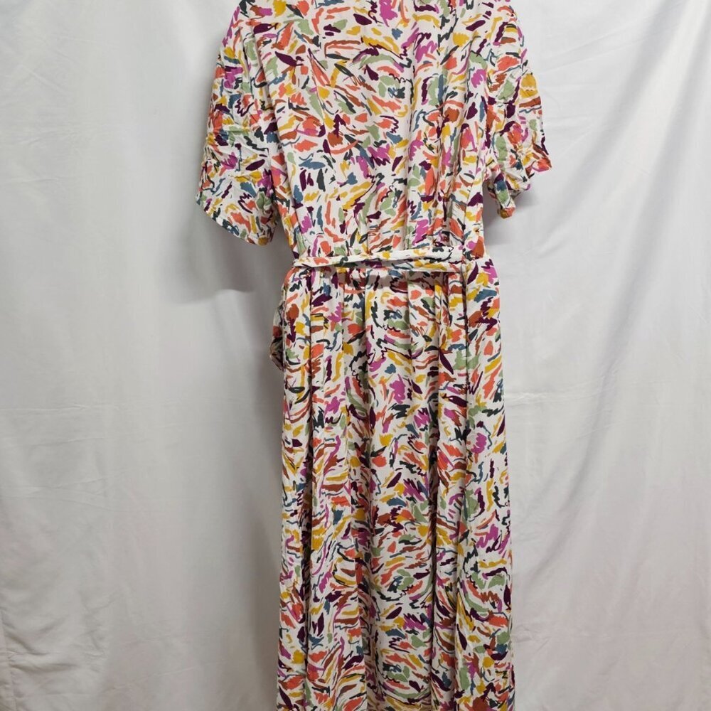 Beachlunchlounge V Neck Crossover Multicolor Midi Dress Women Size XL - Picture 6 of 11